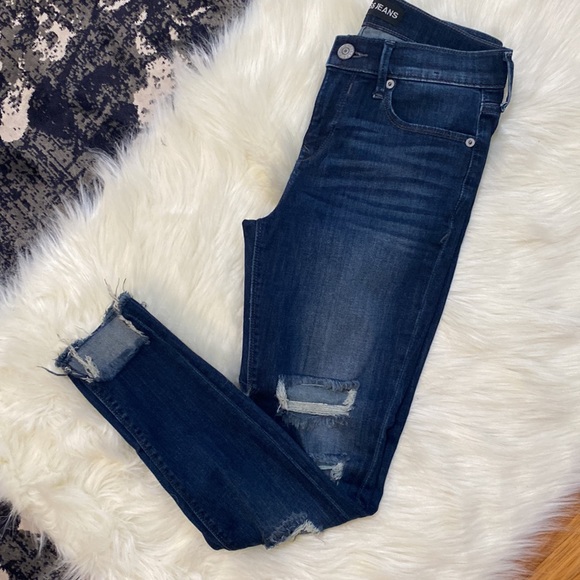 Medium Wash Ripped Ankle Leggings 2r 